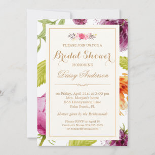 Invitation Fête des mariées Belle Aquarelle Florale Peony