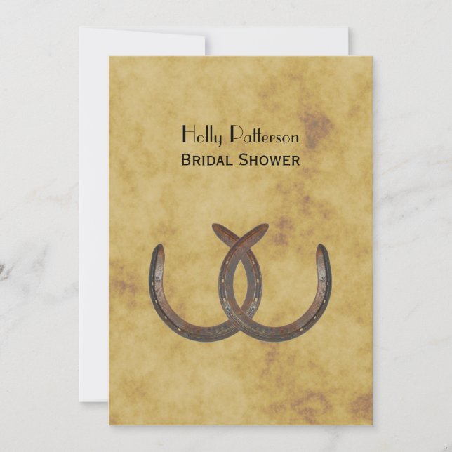 Invitation Fête des mariées BG V en fer à cheval rustique (Devant)