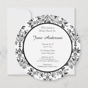 Invitation Fête des mariées Black Daisy Damask Custom Invitat