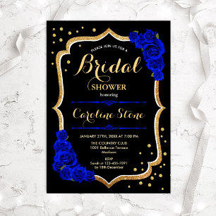 Invitation Fête des mariées - Black Gold Royal Blue