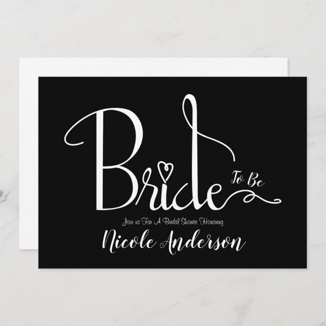 Invitation Fête des mariées Black White Modern Chic Bride (Devant / Derrière)