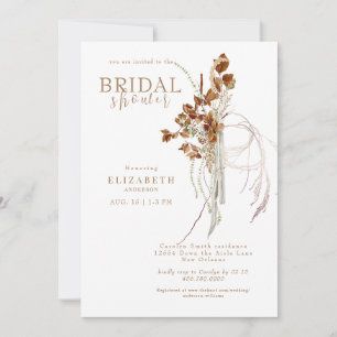 Invitation Fête des mariées blanche Boho Wispy Fall