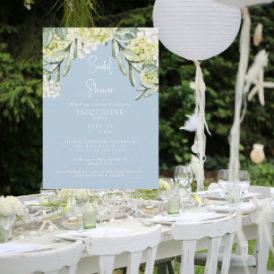 Invitation Fête des mariées blanche Hydrangea Sky Blue