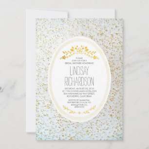 Invitation Fête des mariées blanche Pois d'or