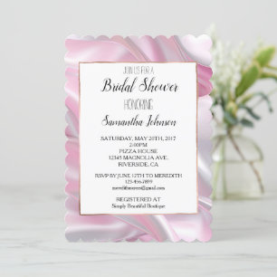 Invitation Fête des mariées blanche rose soyeux