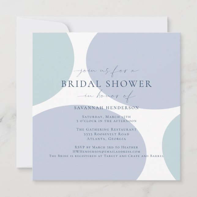 Invitation Fête des mariées bleue Dusty Abstraite (Devant)