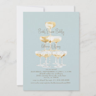 Invitation Fête des mariées Bleue Icy Champagne Bubly