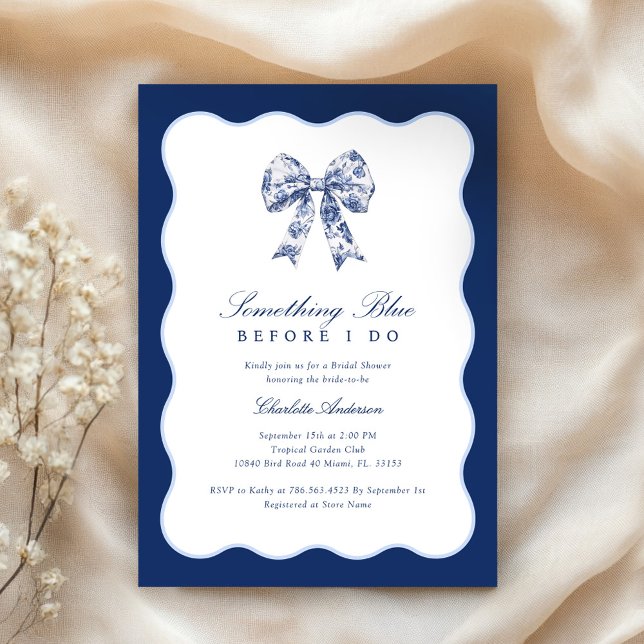 Invitation Fête des mariées Bleue Moderne Rétro (Créateur téléchargé)