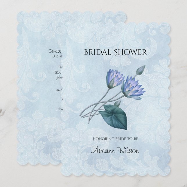 Invitation Fête des mariées Blue Lotus (Devant / Derrière)