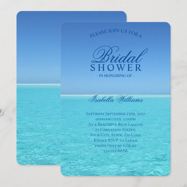 Invitation Fête des mariées Blue Ocean (Devant / Derrière)