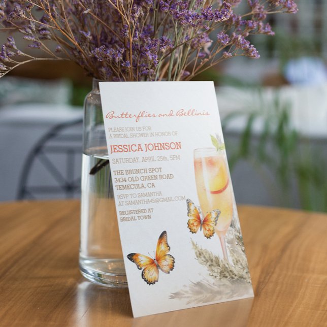 Invitation Fête des mariées Boho Bellini & Butterflies (Créateur téléchargé)