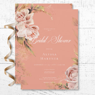 Invitation Fête des mariées Boho Blush Roses & Grasses