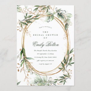 Invitation Fête des mariées Boho Eucalyptus Gold Cercles