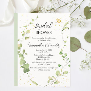 Invitation Fête des mariées Boho Eucalyptus Green