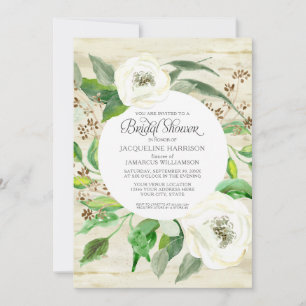 Invitation Fête des mariées BOHO Eucalyptus Leaf Roses de la