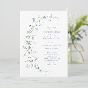 Invitation Fête des mariées Boho Fleur sauvage bleu