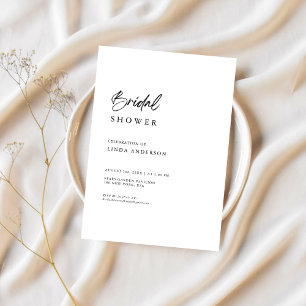 Invitation Fête des mariées Boho noir et blanc minimale