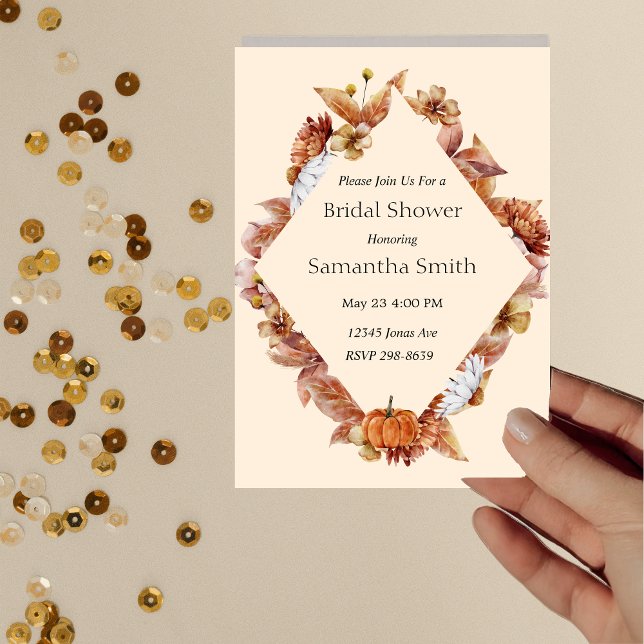 Invitation Fête des mariées BOHO Orange Automne Moderne (Créateur téléchargé)