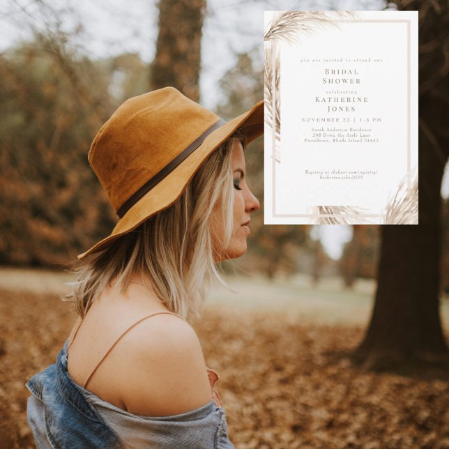 Invitation Fête des mariées Boho Pampas (Créateur téléchargé)