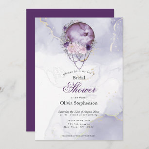 Invitation Fête des mariées Boho Pleine lune Amethyst Maroon