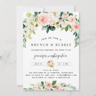 Invitation Fête des mariées Boho Rose Blush Florals
