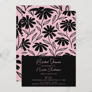 Invitation Fête des mariées Boho rose noir