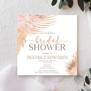 Invitation Fête des mariées Boho Soft Rose Floral Fleurs