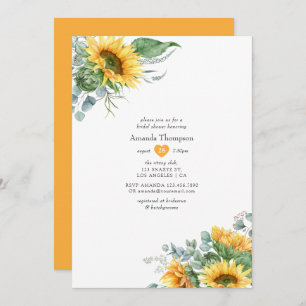 Invitation Fête des mariées Boho Sunflower Eucalyptus