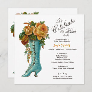 Invitation Fête des mariées Boot Vintage féminin avec Rose