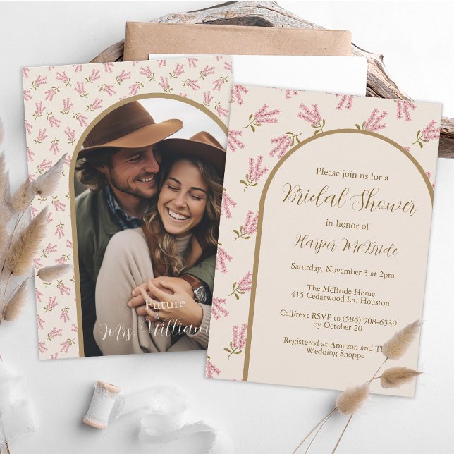 Invitation Fête des mariées Botanique Cute Fleur sauvage Phot (Créateur téléchargé)