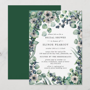 Invitation Fête des mariées botanique de la flore blanche