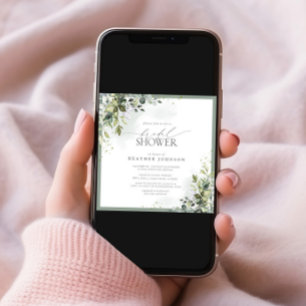 Invitation Fête des mariées botanique Dusty Blue Eucalyptus