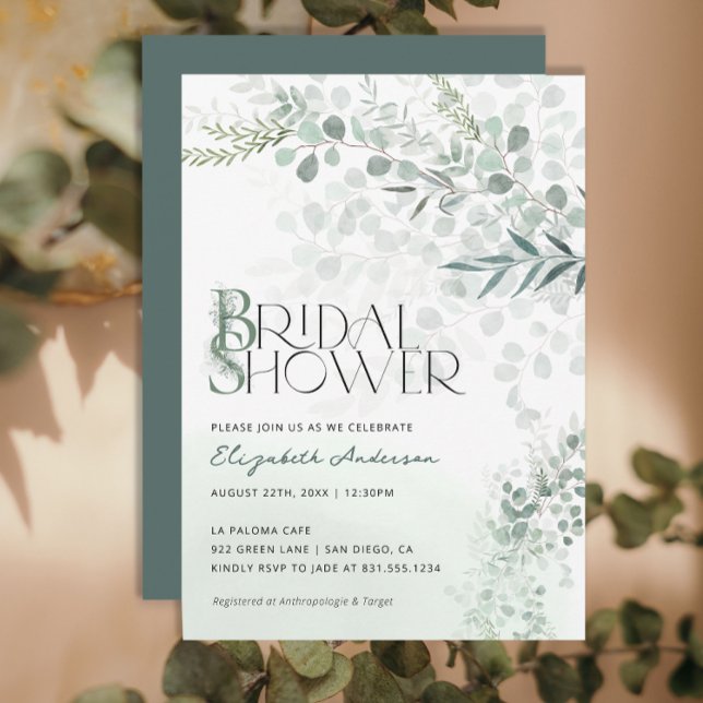 Invitation Fête des mariées botanique Eucalyptus Code QR (Créateur téléchargé)