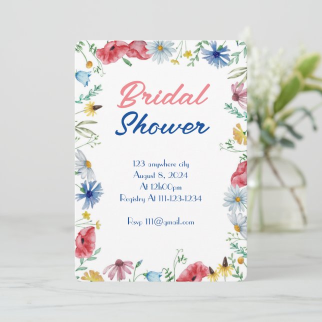 Invitation Fête des mariées BOTANIQUE FLORALE (Debout devant)