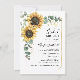 Invitation Fête des mariées botanique florale de tournesol