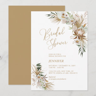 Invitation Fête des mariées botanique Green & Gold Boho