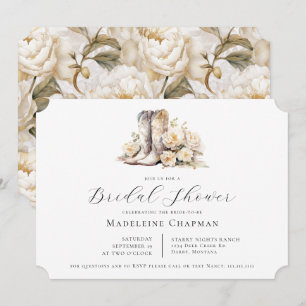 Invitation Fête des mariées Bottes d'aquarelle florale rustiq