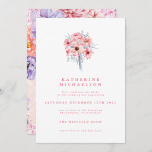 Invitation FÊTE DES MARIÉES   Bouquet de fleurs d'aquarelle I