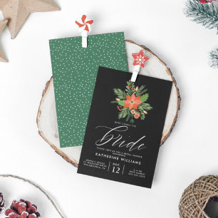 Invitation FÊTE DES MARIÉES   Bouquet de Noël d'hiver
