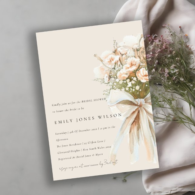 Invitation Fête des mariées Bouquet Mariage floral Rose (Créateur téléchargé)