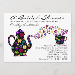 Invitation Fête des mariées Bouquet Tea Party