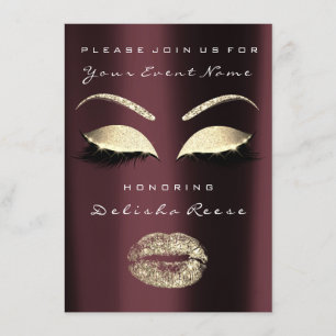 Invitation Fête des mariées Bourgogne Maroon Gold Grey Partie