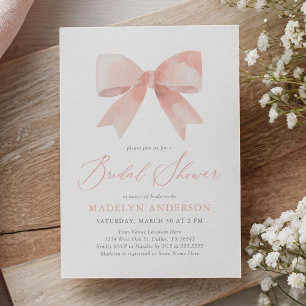 Invitation Fête des mariées Bow Aquarelle Rose