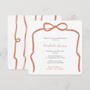 Invitation Fête des mariées branchée Verona Orange Ribbon Bow