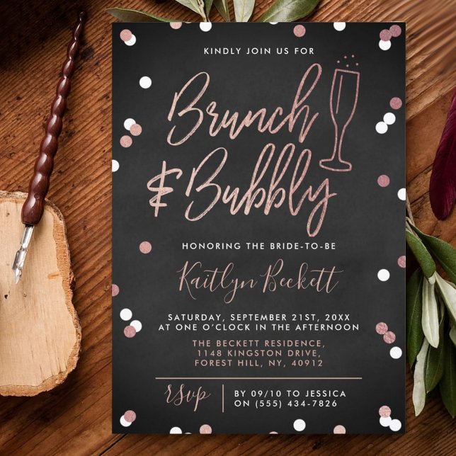 Invitation Fête des mariées Brunch & Bubbly Confetti (Créateur téléchargé)