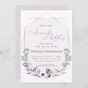 Invitation FÊTE DES MARIÉES   Brunch & Bubbly Dusty Lilac Flo