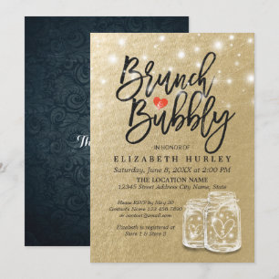Invitation Fête des mariées Brunch Bubbly Mason Jar String Lu