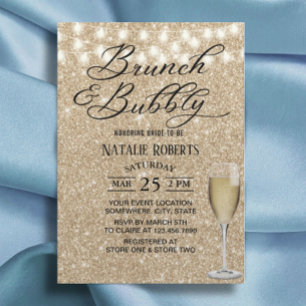 Invitation Fête des mariées Brunch Champagne Moderne Sparkle