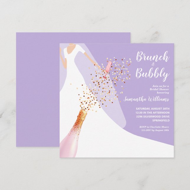 Invitation Fête des mariées Brunch et Bubbly (Devant / Derrière)