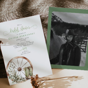 Invitation Fête des mariées calligraphique occidentale rustiq